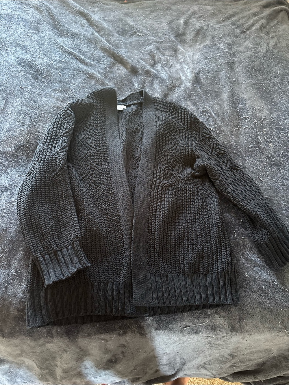 a new day Black Open-Front Cable Knit Cardigan Sweater
